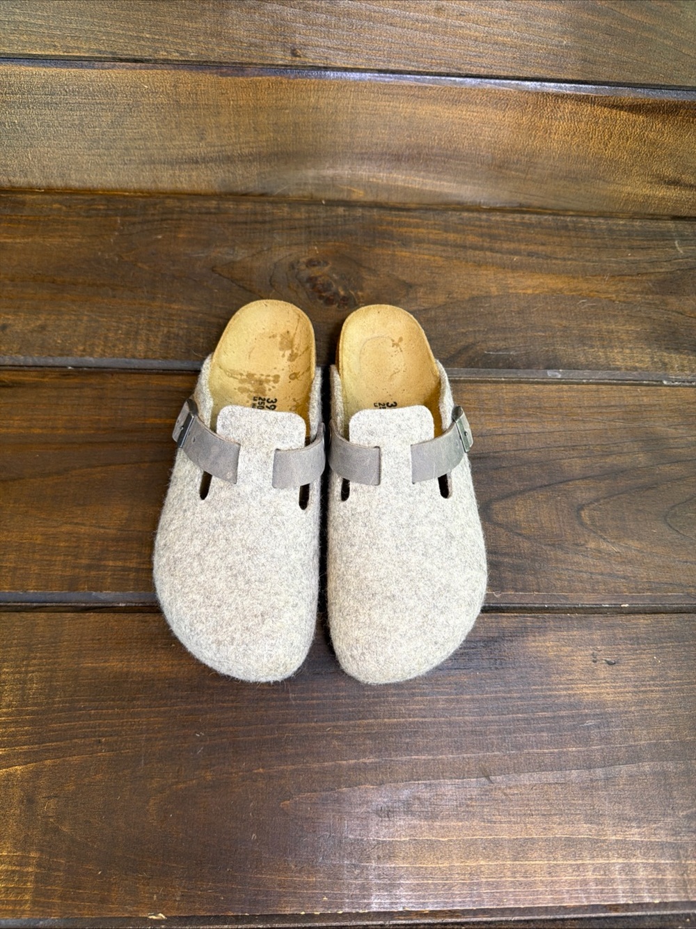 Birkenstock Boston Gray Wool Clogs Slip On Shoes Women Sz 8 /39 Made in Germany